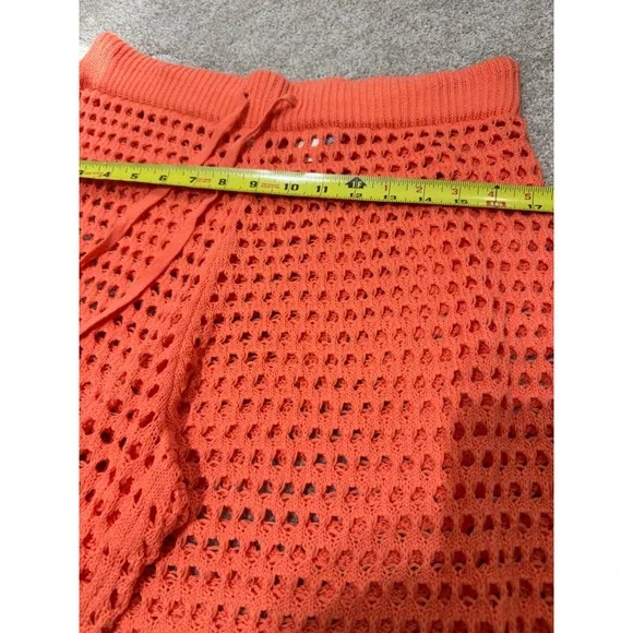 NWT Aerie AEO Orange Crochet Vacay Wide Leg Beach CoverUp Drawstring Waist Large - Picture 8 of 11
